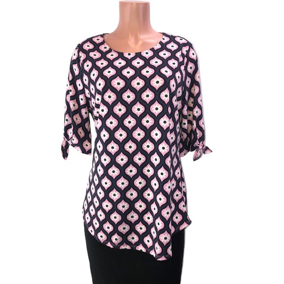 NWT NEW West Loop Shirt Size L Pink White Floral Print Ruffle Sleeve Soft Tunic - Picture 4 of 9